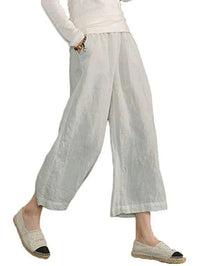 Klaudia | Women's Elastic Waist Pockets Pants – Dress Pants in White