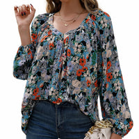 Klaudia | Women's Floral Blouse in Wine Red