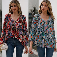 Klaudia | Women's Floral Blouse in Wine Red