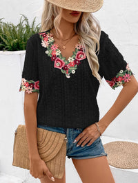 Krystyna | Women's Floral Blouse in Black