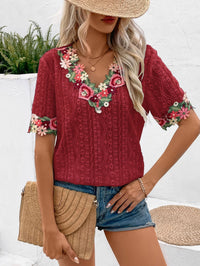 Krystyna | Women's Floral Blouse in Red