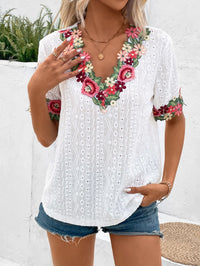 Krystyna | Women's Floral Blouse in White