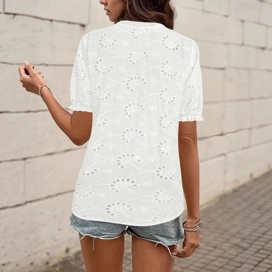 Ladislava | Women's Lace Floral Blouse in White
