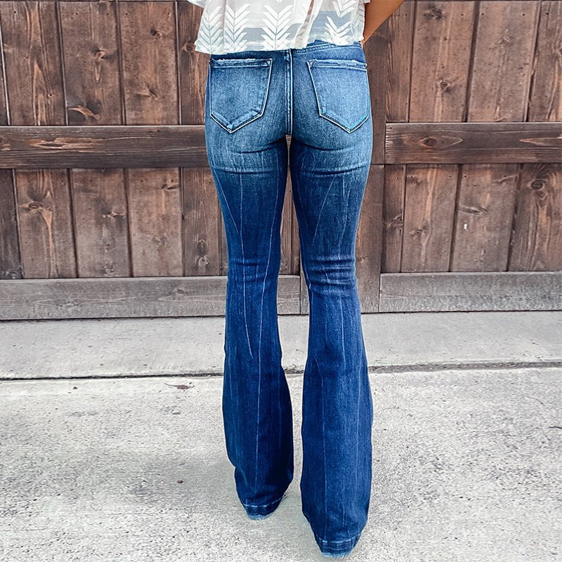 Lara | Women's High Waist Fashionable Jeans in Blue