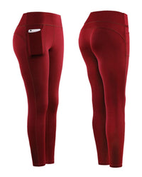 Lara | Women's Pockets Leggings in Wine Red