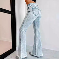 Laure | Women's Fringe Fashionable Jeans in Light Blue