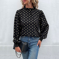 Laverna | Women's Stand Collar Elegant Blouse in Black