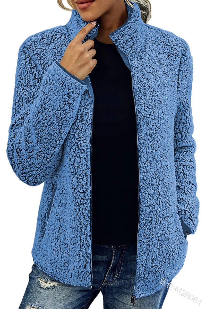 Lavinia | Women's Pockets Fleece Jacket in Blue