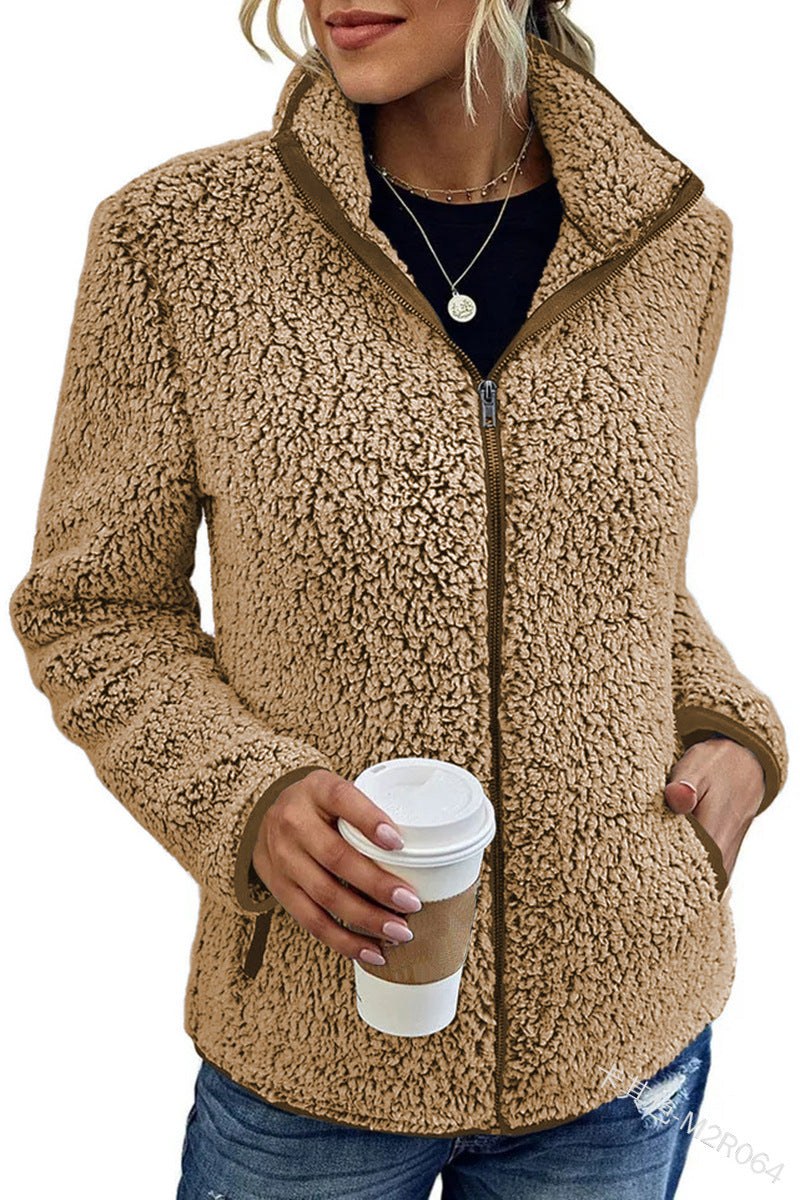 Lavinia | Women's Pockets Fleece Jacket in Khaki