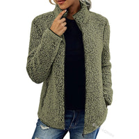 Lavinia | Women's Pockets Fleece Jacket in Olive Green