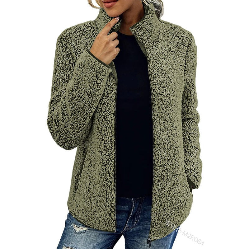 Lavinia | Women's Pockets Fleece Jacket in Olive Green