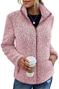 Lavinia | Women's Pockets Fleece Jacket in Pink