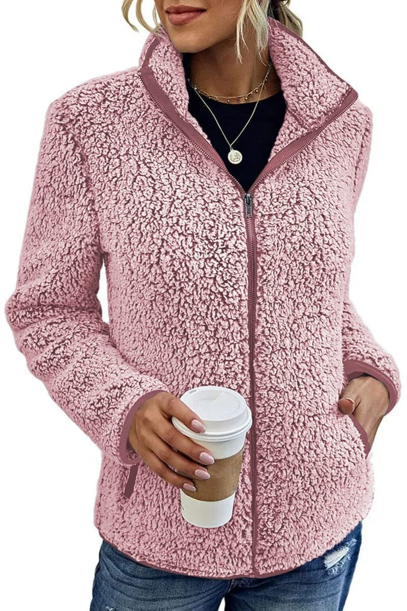 Lavinia | Women's Pockets Fleece Jacket in Pink
