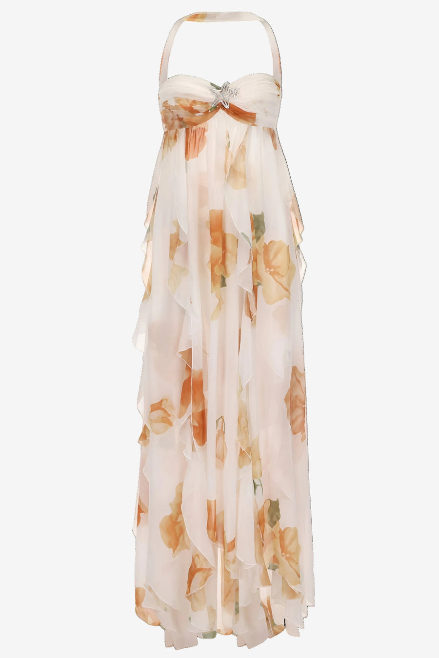 Lavinia | Women's Halter Open Back Maxi Dress in White