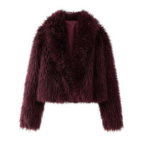 Leah | Women's Faux Fur Soft Jacket in Wine Red