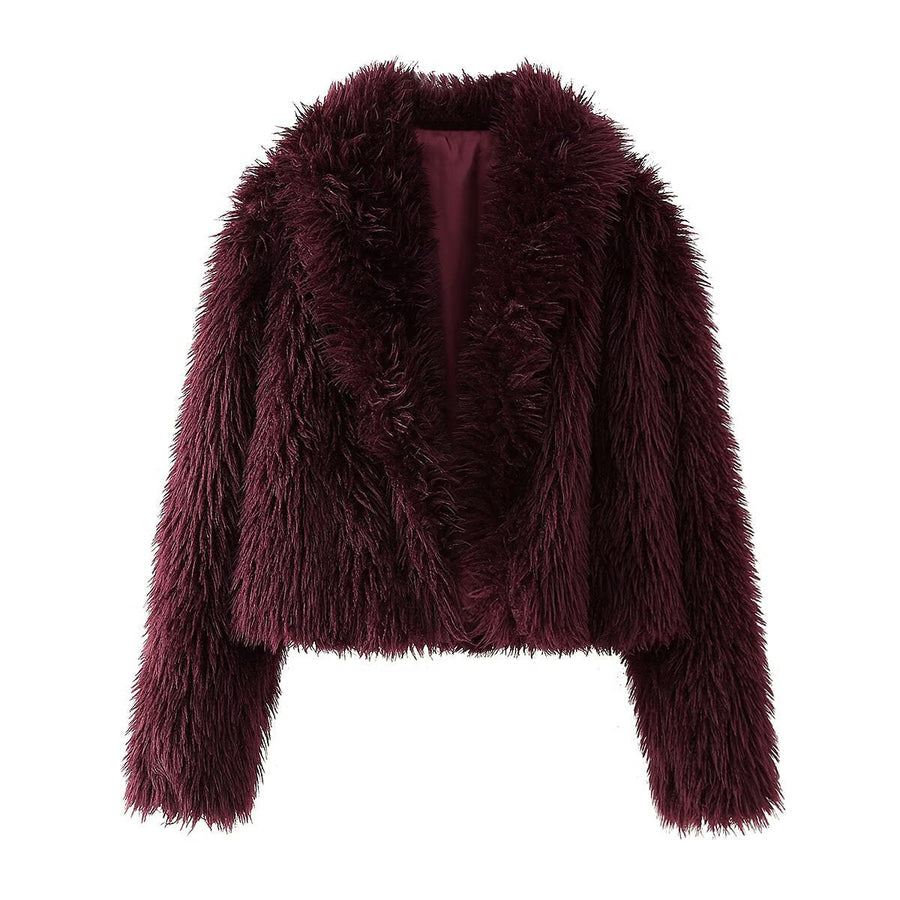 Leah | Women's Faux Fur Soft Jacket in Wine Red