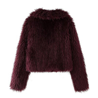 Leah | Women's Faux Fur Soft Jacket in Wine Red