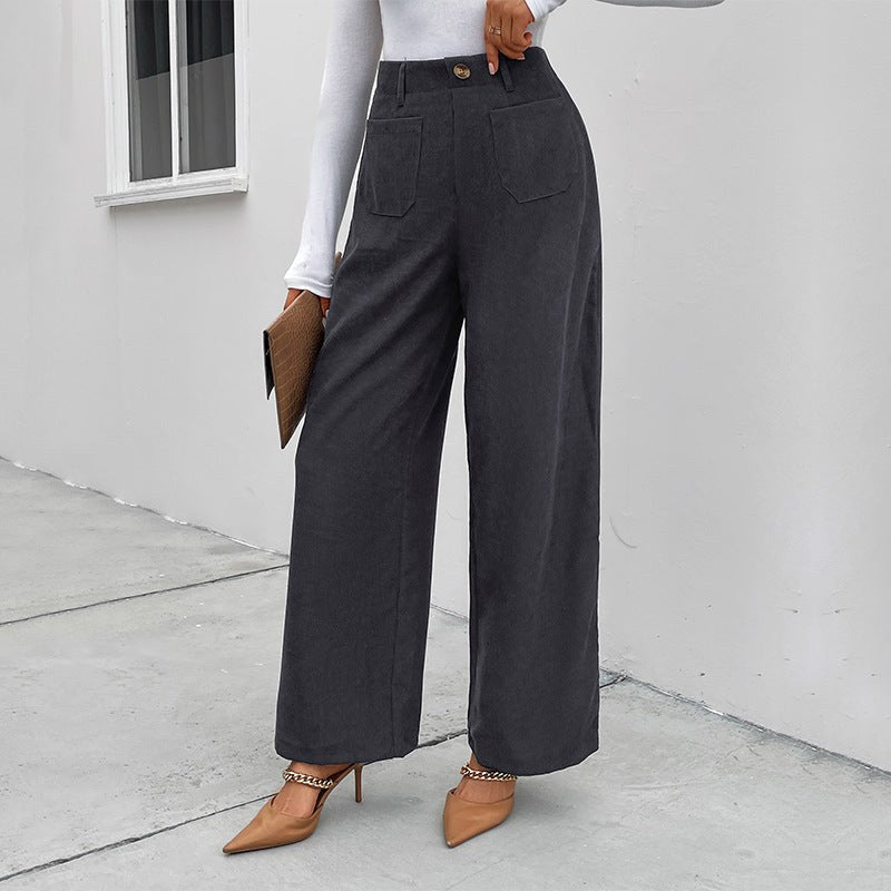 Leila | Women's Tailored Pockets Pants – Dress Pants in Dark Gray
