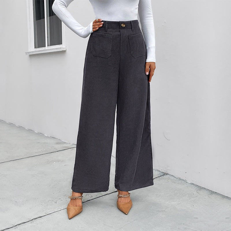 Leila | Women's Tailored Pockets Pants – Dress Pants in Dark Gray