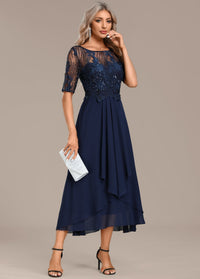 Lena | Women's Lace Panel Midi Dress