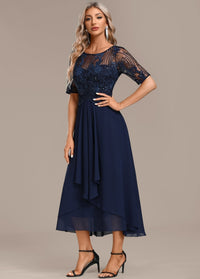 Lena | Women's Lace Panel Midi Dress