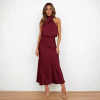 Lena | Women's Stand Collar Flowing Elegant Maxi Dress
