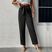 Lena | Women's Tie Belt Tailored Belted Comfortable Dress Pants in Black