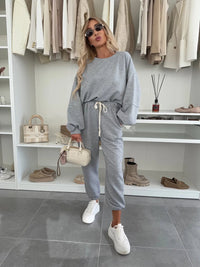 Leocadia | Women's Fleece Fashionable Two-Piece Set in Gray