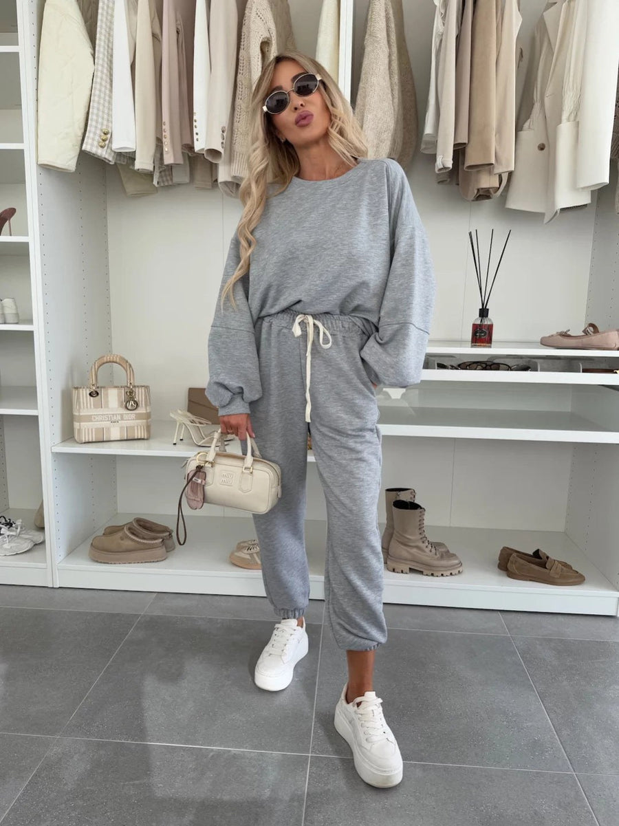 Leocadia | Women's Fleece Fashionable Two-Piece Set in Gray