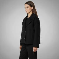 Leona | Women's Elegant Double-Breasted Oversized Short Wool Coat