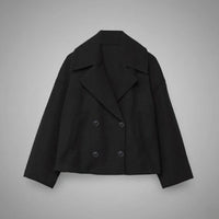 Leona | Women's Elegant Double-Breasted Oversized Short Wool Coat