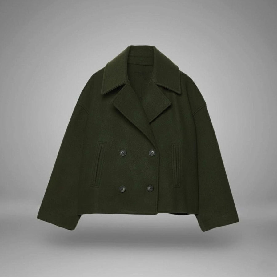 Leona | Women's Elegant Double-Breasted Oversized Short Wool Coat