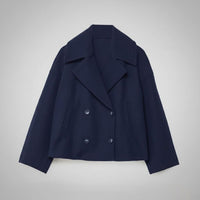 Leona | Women's Elegant Double-Breasted Oversized Short Wool Coat