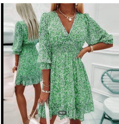Leonie | Women's V-Neck Flowing Ruffle Maxi Dress