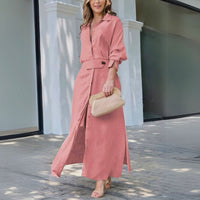 Leonora | Women's Long Sleeve Button Front Dress in Pink