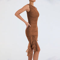 Leontine | Women's Ruffle Detail Asymmetric Bodycon Cocktail Dress