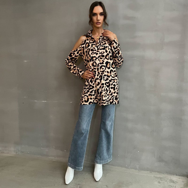 Leopoldine | Women's Leopard Print Blouse in Khaki