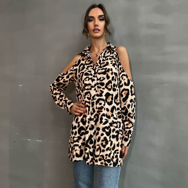 Leopoldine | Women's Leopard Print Blouse in Khaki