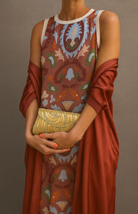 Letizia | Women's Matching Open Front Coat Maxi Dress in Brown