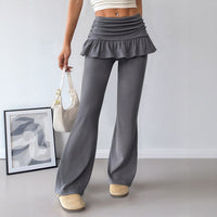 Letizia | Women's Ruffle Detail Pants – Dress Pants in Dark Gray