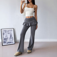 Letizia | Women's Ruffle Detail Pants – Dress Pants in Dark Gray