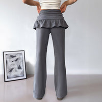 Letizia | Women's Ruffle Detail Pants – Dress Pants in Dark Gray