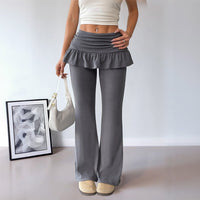 Letizia | Women's Ruffle Detail Pants – Dress Pants in Dark Gray