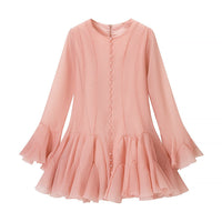 Lia | Women's Flowing Ruffle Fringe Dress – Casual Dress in Pink