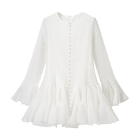 Lia | Women's Flowing Ruffle Fringe Dress – Casual Dress in White