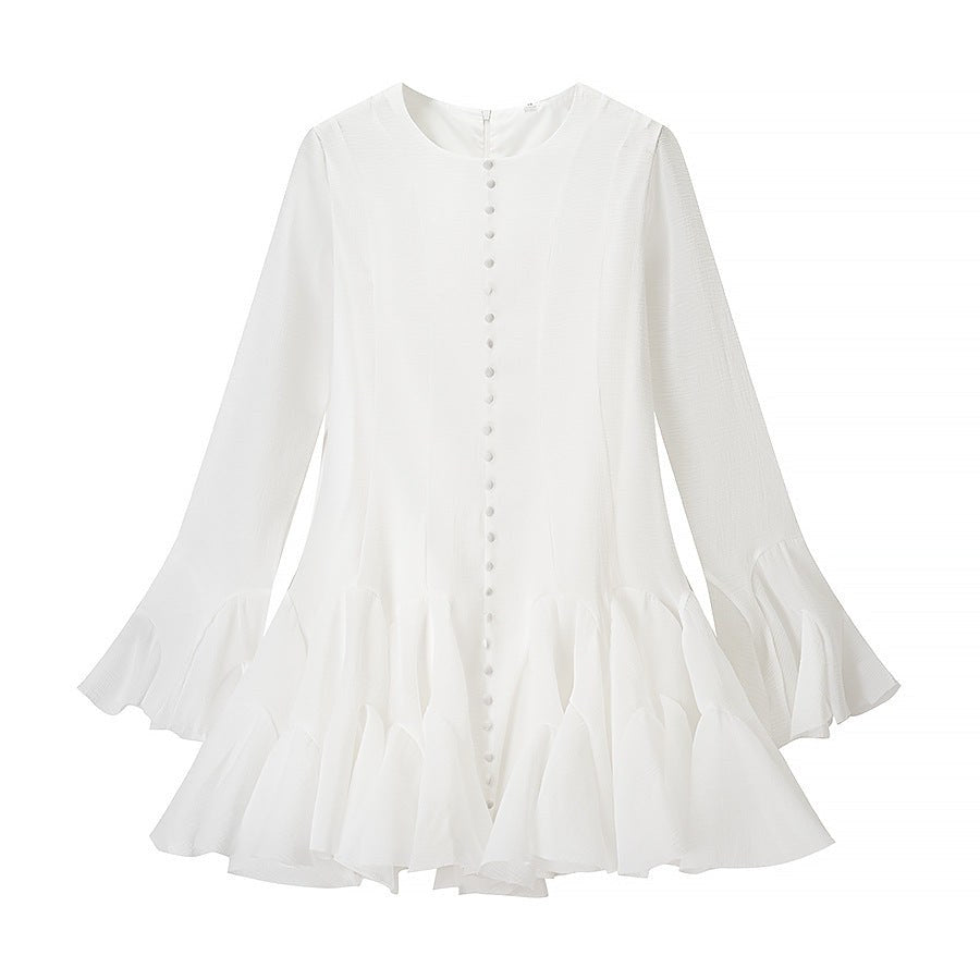 Lia | Women's Flowing Ruffle Fringe Dress – Casual Dress in White