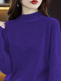 Liana | Women's Stand Collar Knit Sweater in Blue