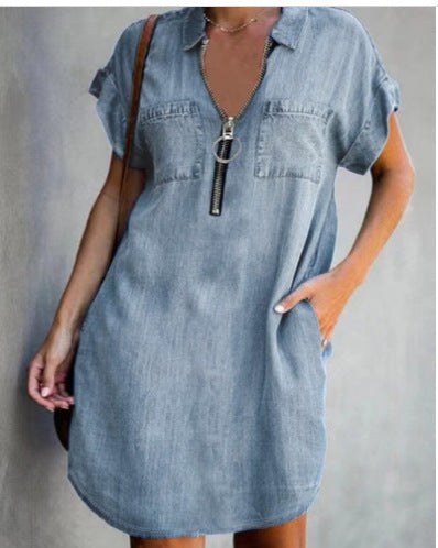 Liberty | Women's Zip Pockets Dress – Casual Dress in Gray