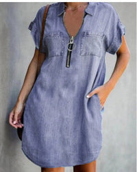 Liberty | Women's Zip Pockets Dress – Casual Dress in Purple