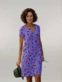 Liberty | Women's Mini Leaf Print Dress in Purple